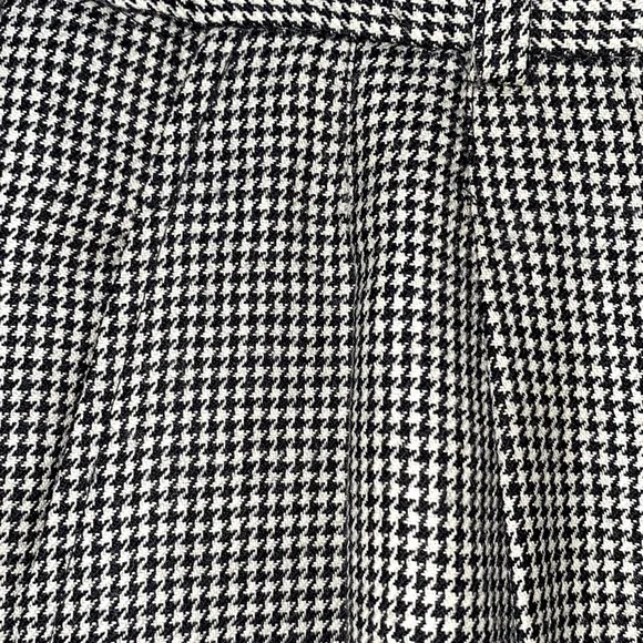 100% WORSTED WOOL HOUNDSTOOTH DRESS PANTS PLEATED BLK/WHT SZ 12
